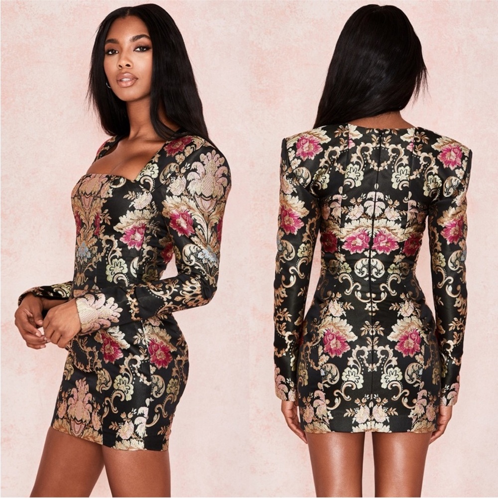House of CB MONA jacquard boned bustier dress Size L